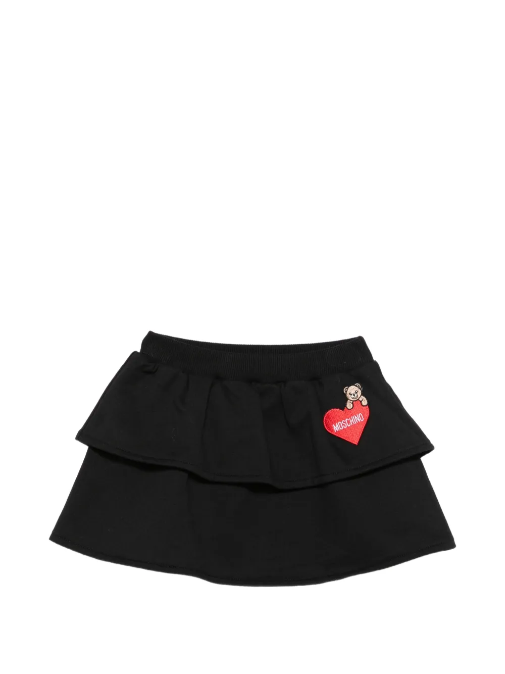 Moschino Kids Teddy Bear tiered skirt - Nero