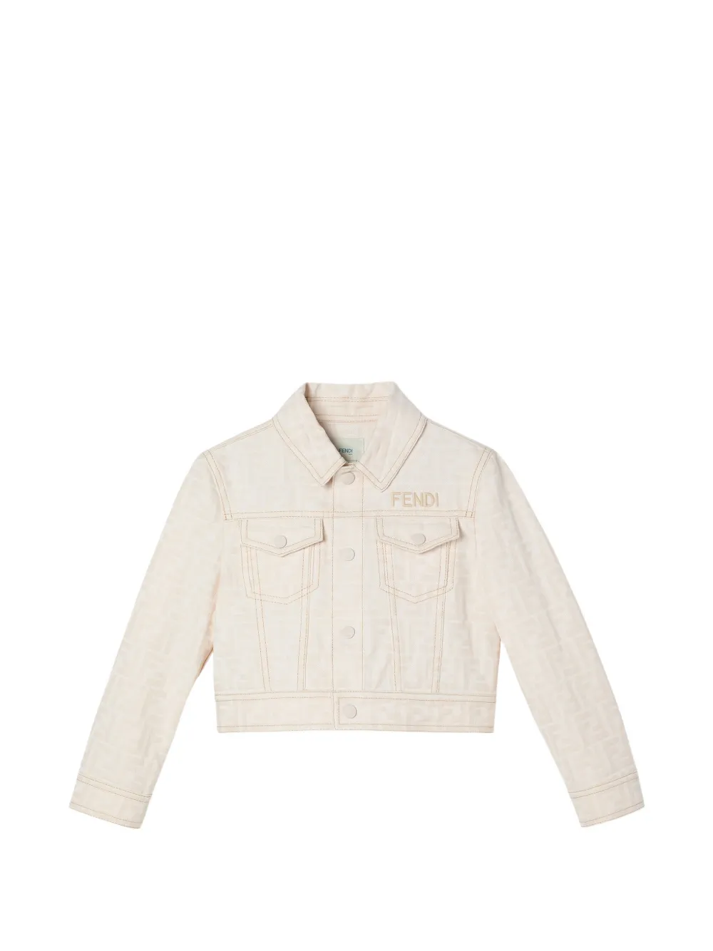 Fendi Kids FF logo-jacquard denim jacket - Toni neutri