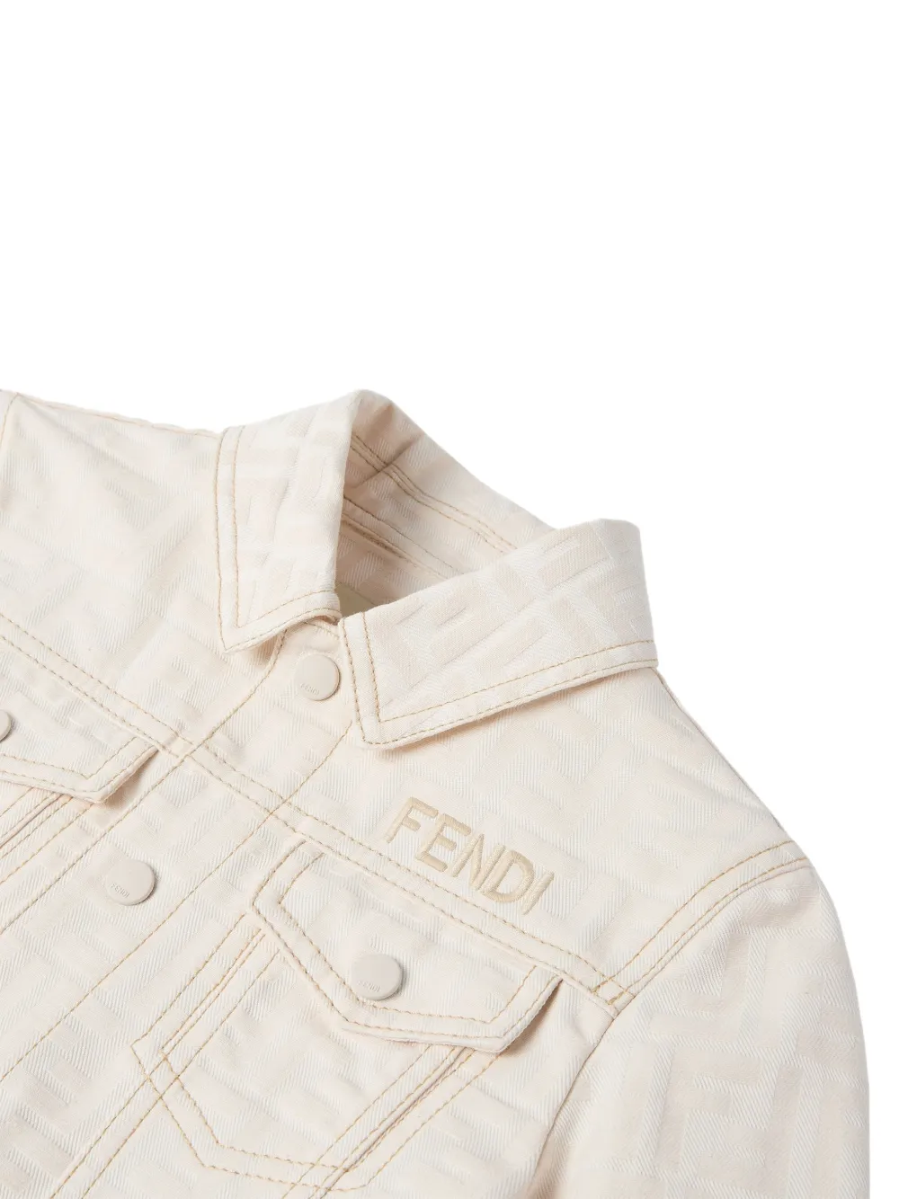 Fendi Kids Spijkerjack met FF logo-jacquard Beige