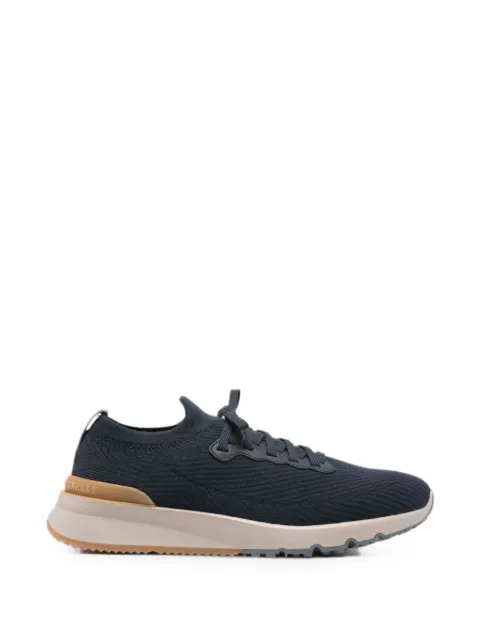 Brunello Cucinelli wool knit and semi-polished calfskin runners with warm inner lining