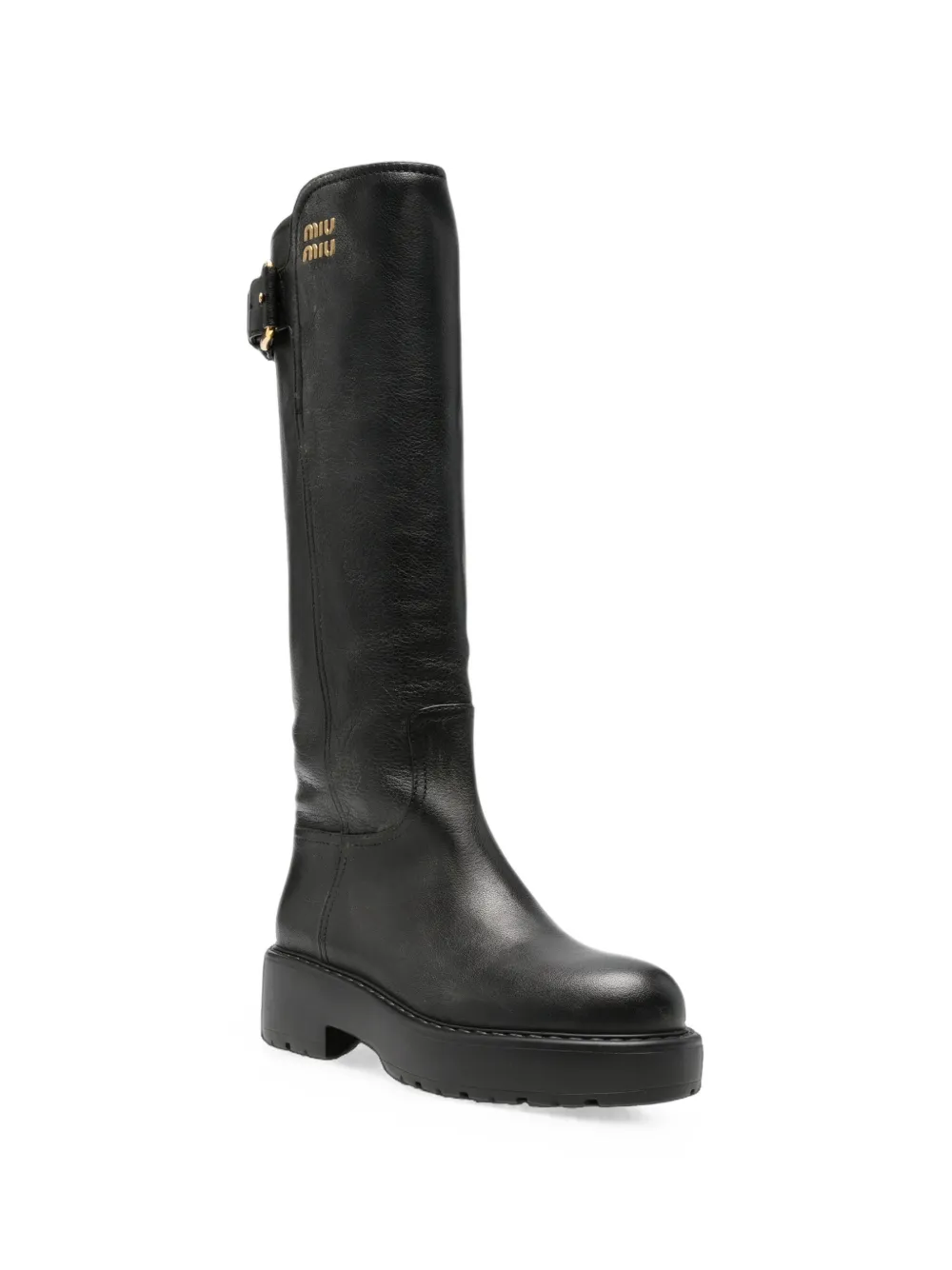 Miu leather boots Zwart