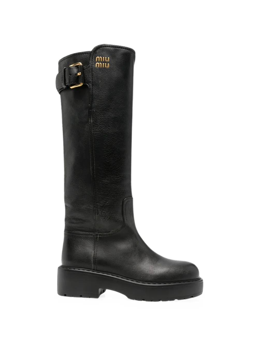Miu leather boots Zwart