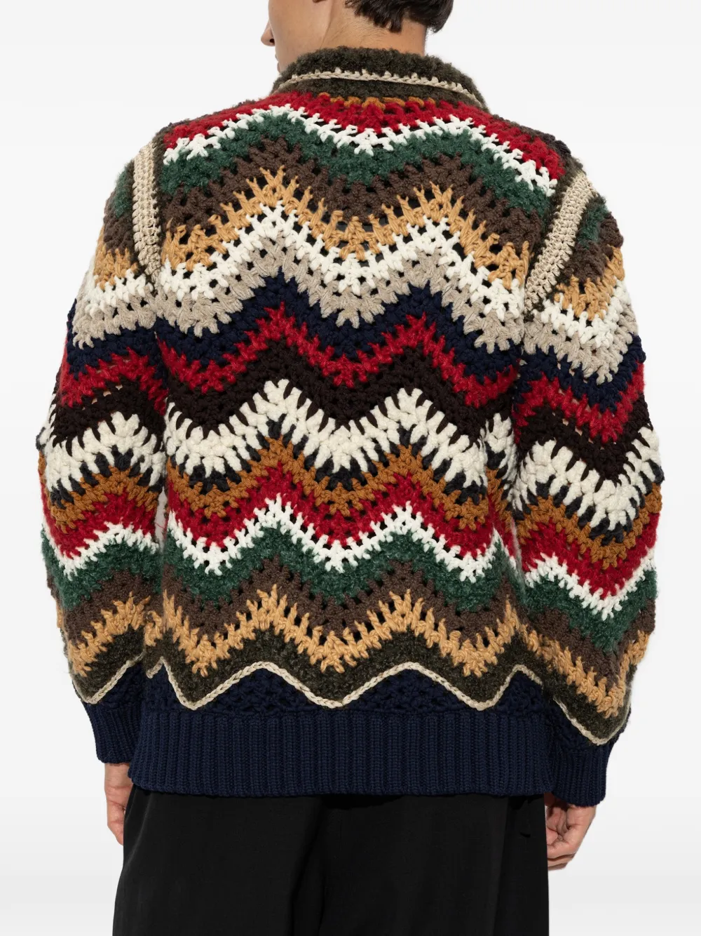 sacai Gehaakt vest met chevron-patroon Beige