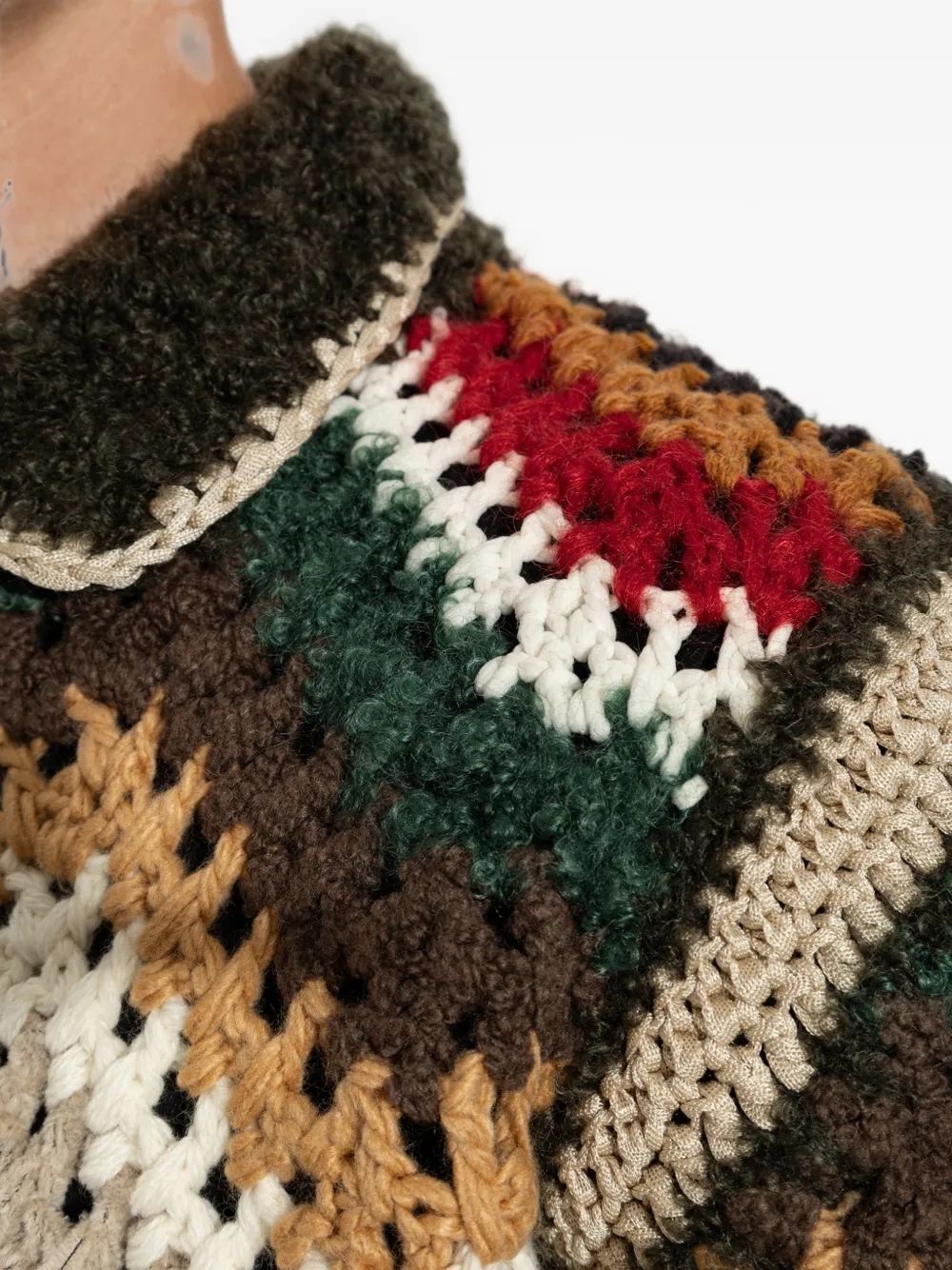sacai Gehaakt vest met chevron-patroon Beige