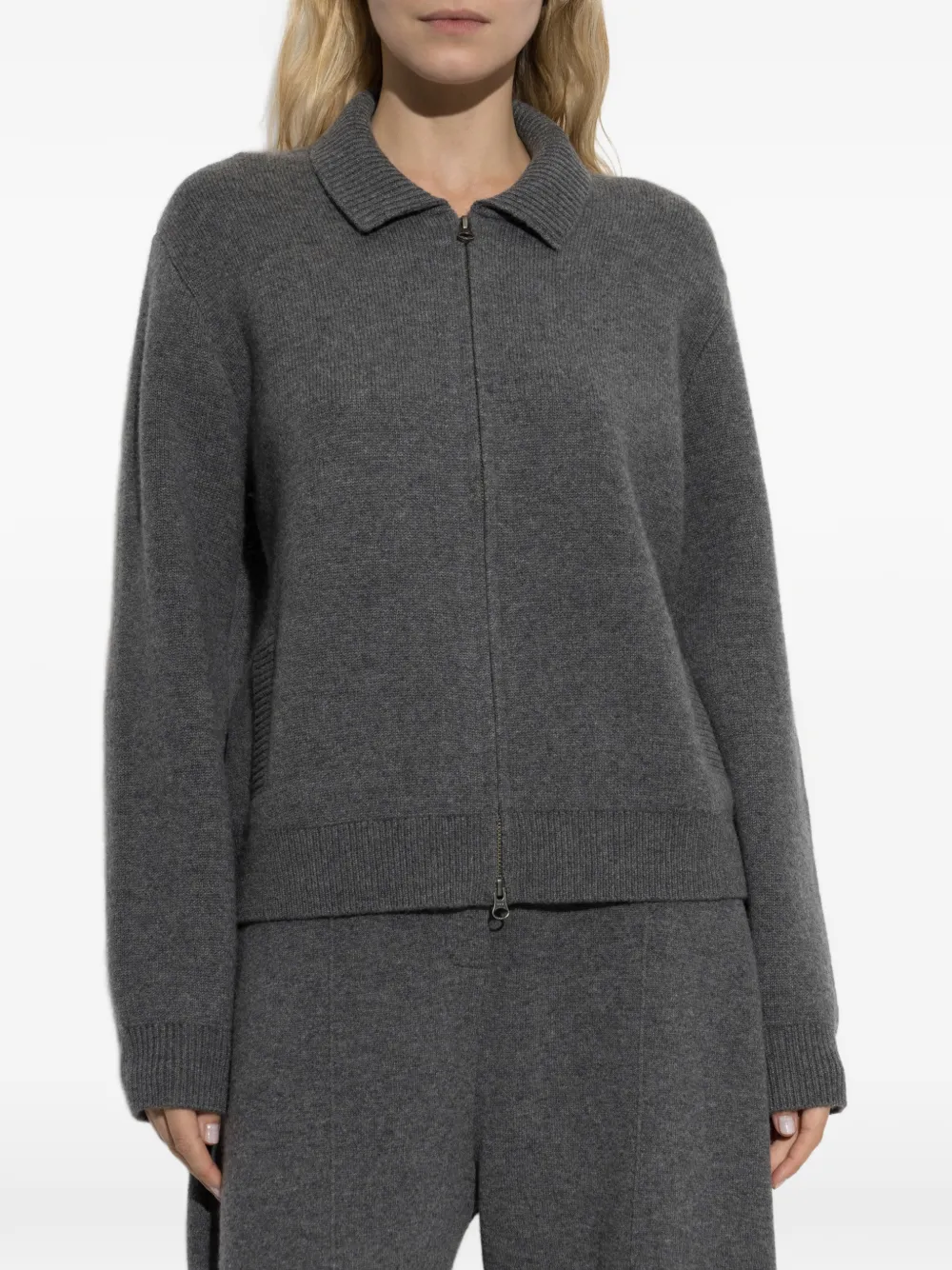 Lisa Yang Aleya kasjmier vest met rits Grijs