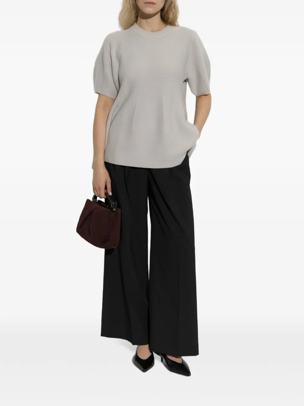 Lisa Yang Mella Puff-sleeve Top in Grey, view 2