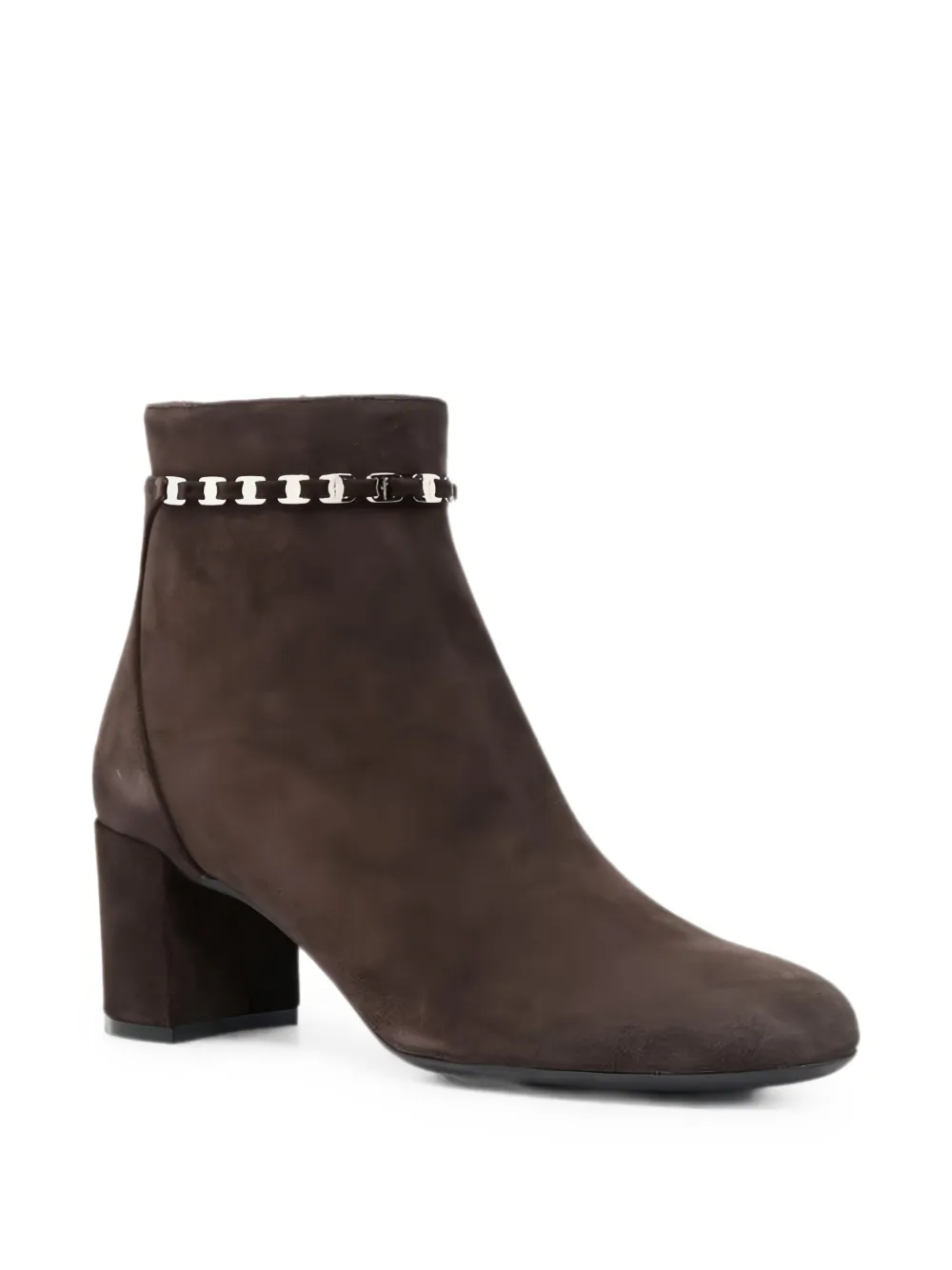 Ferragamo Gancini-plaque suede ankle boots Bruin