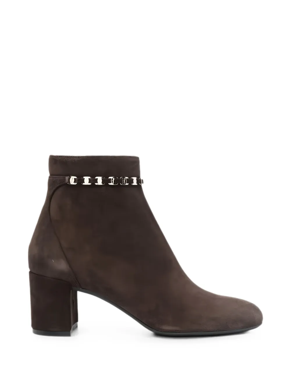 Ferragamo Gancini-plaque suede ankle boots Bruin