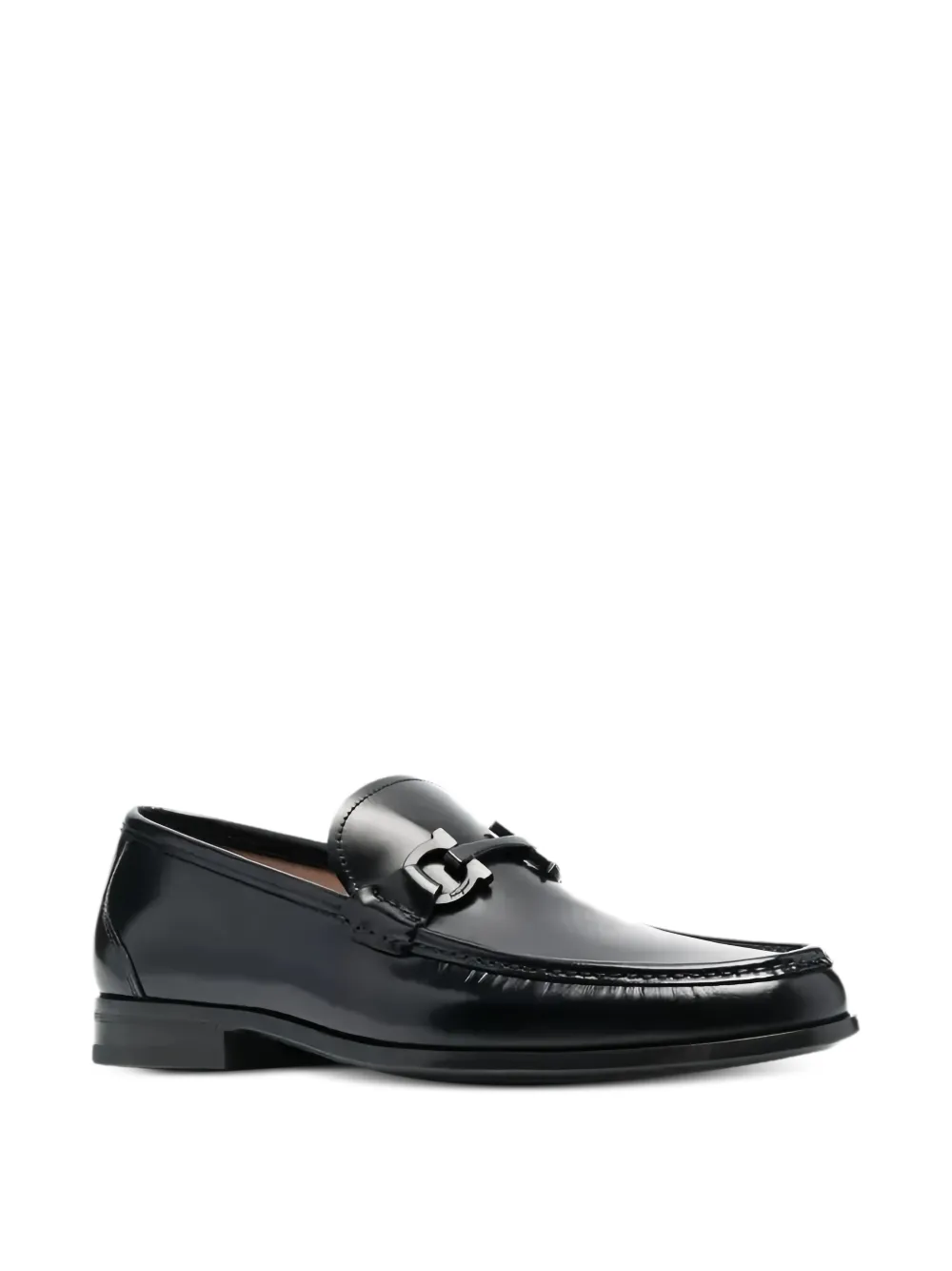 Ferragamo Gancini leather loafers Zwart
