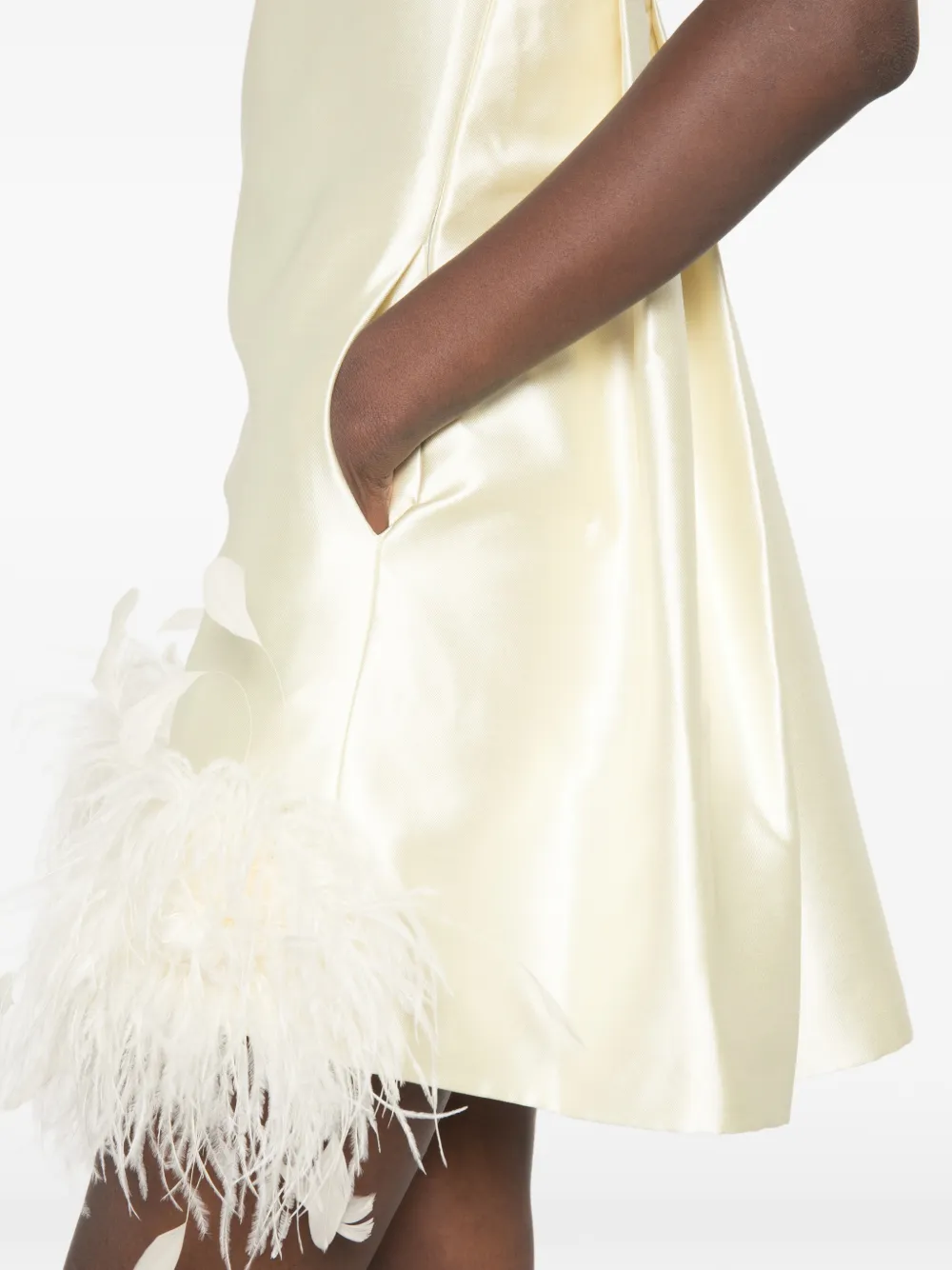 Self-Portrait Mini-jurk met veren afwerking Beige