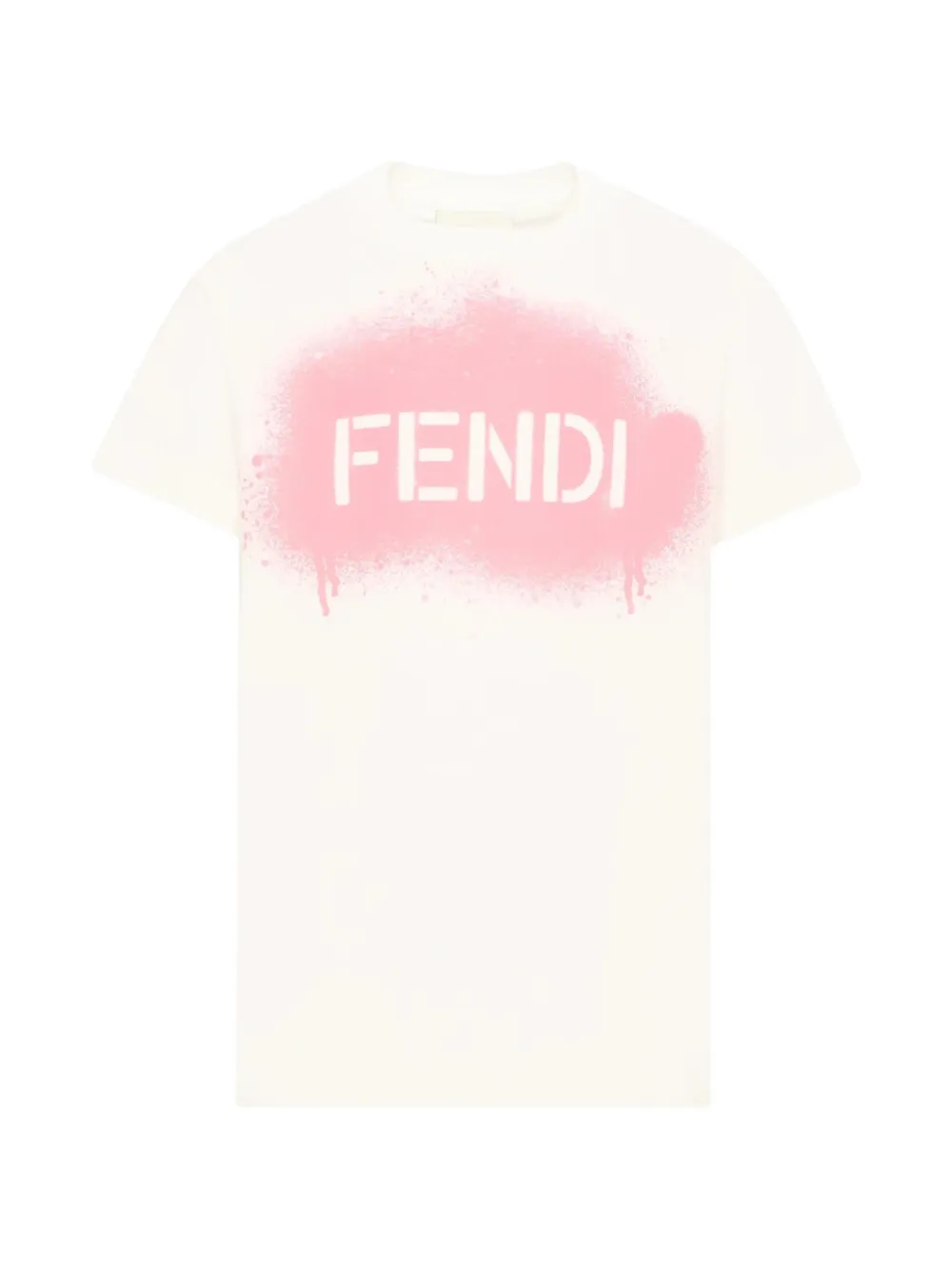 Fendi Kids spray-effect logo-print T-shirt - Bianco