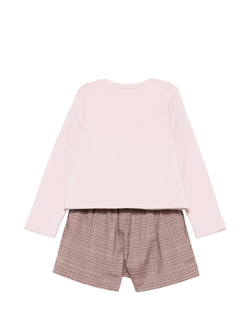 Liu Jo Kids Geruit T-shirt en shorts Bruin