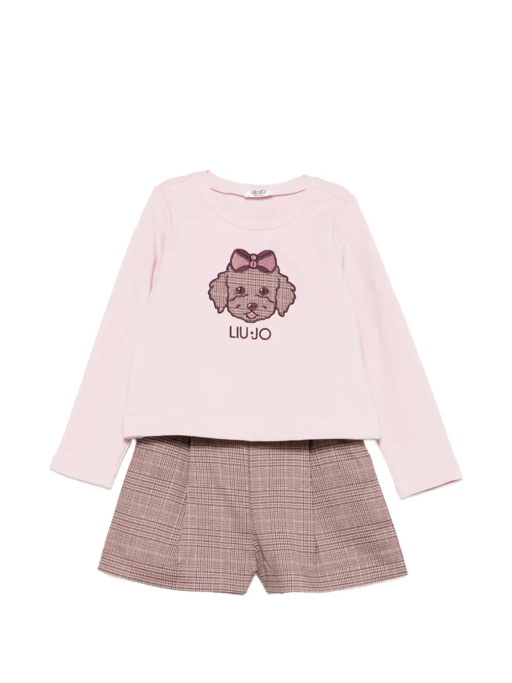 Liu Jo Kids Set aus karierter Shorts und Hemd - Braun