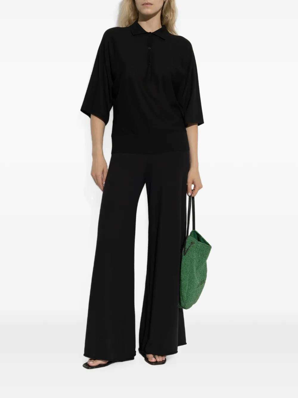 Lisa Yang Norie Three-quarter Polo Shirt in Black, view 2