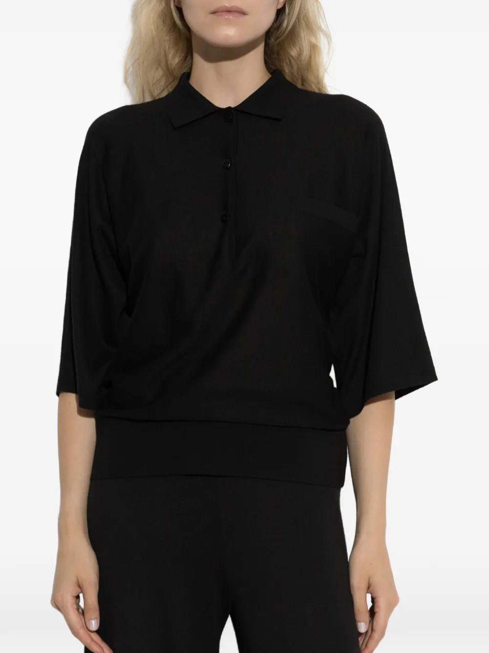 Lisa Yang Norie Three-quarter Polo Shirt in Black, view 3