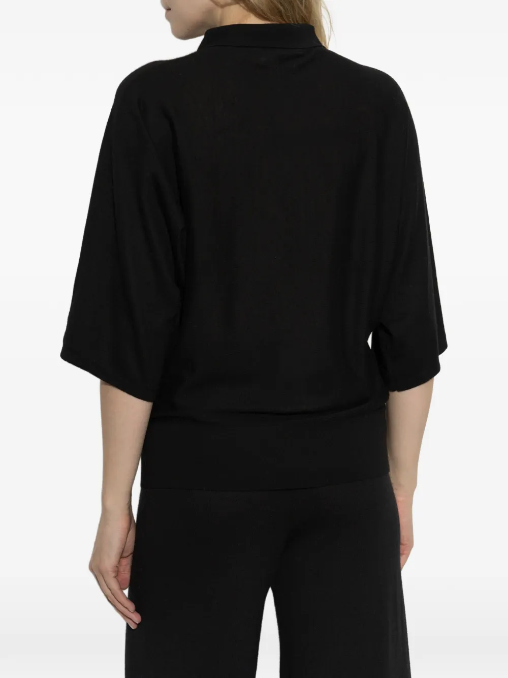 Lisa Yang Norie Three-quarter Polo Shirt in Black, view 4
