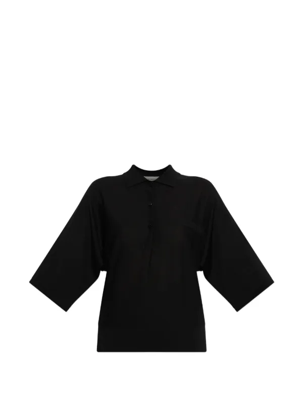 Lisa Yang Norie Three-quarter Polo Shirt in Black