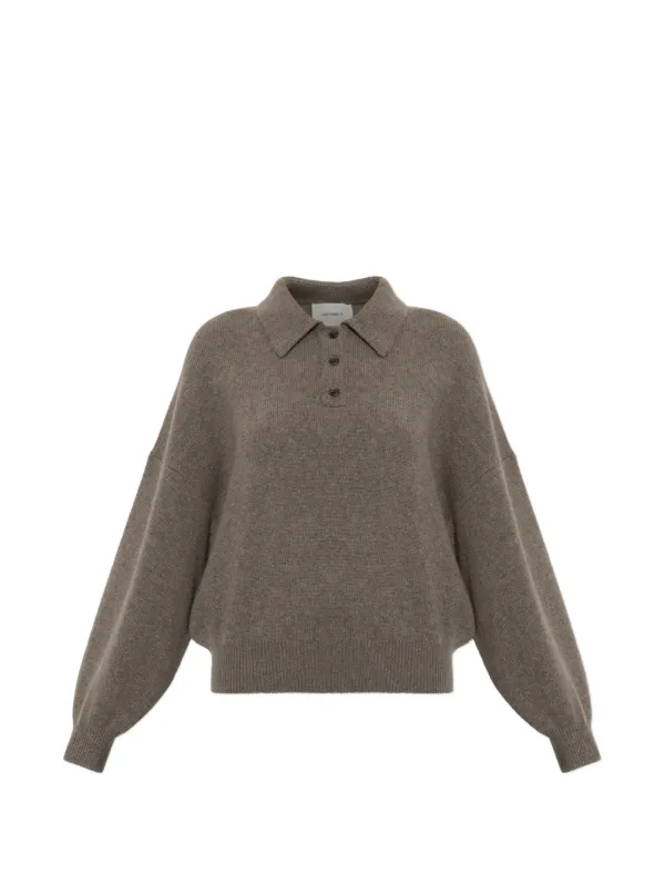 Lisa Yang Etta Long-sleeve Polo Shirt in Brown