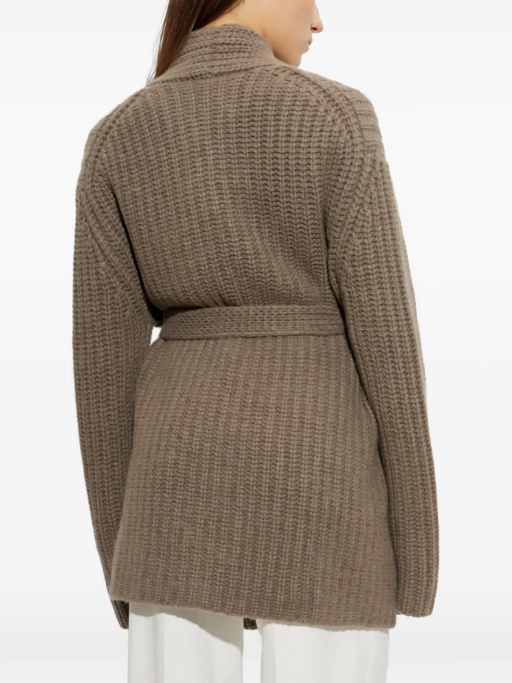 Lisa Yang Jacqueline wafelgebreid vest met ceintuur Bruin