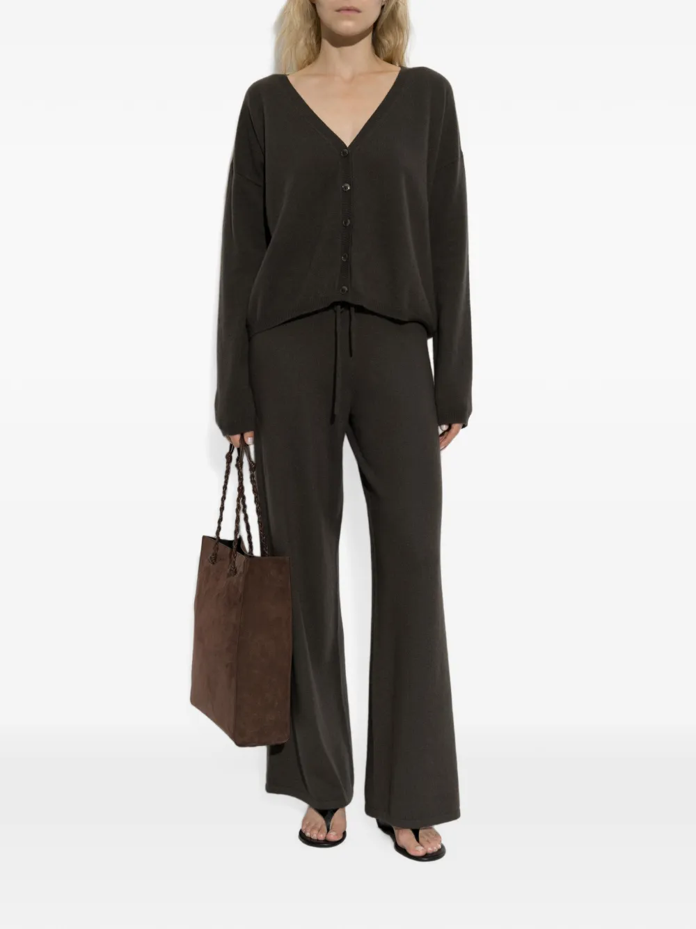 Lisa Yang Sofi Drawstring Cashmere Trousers in Brown, view 2