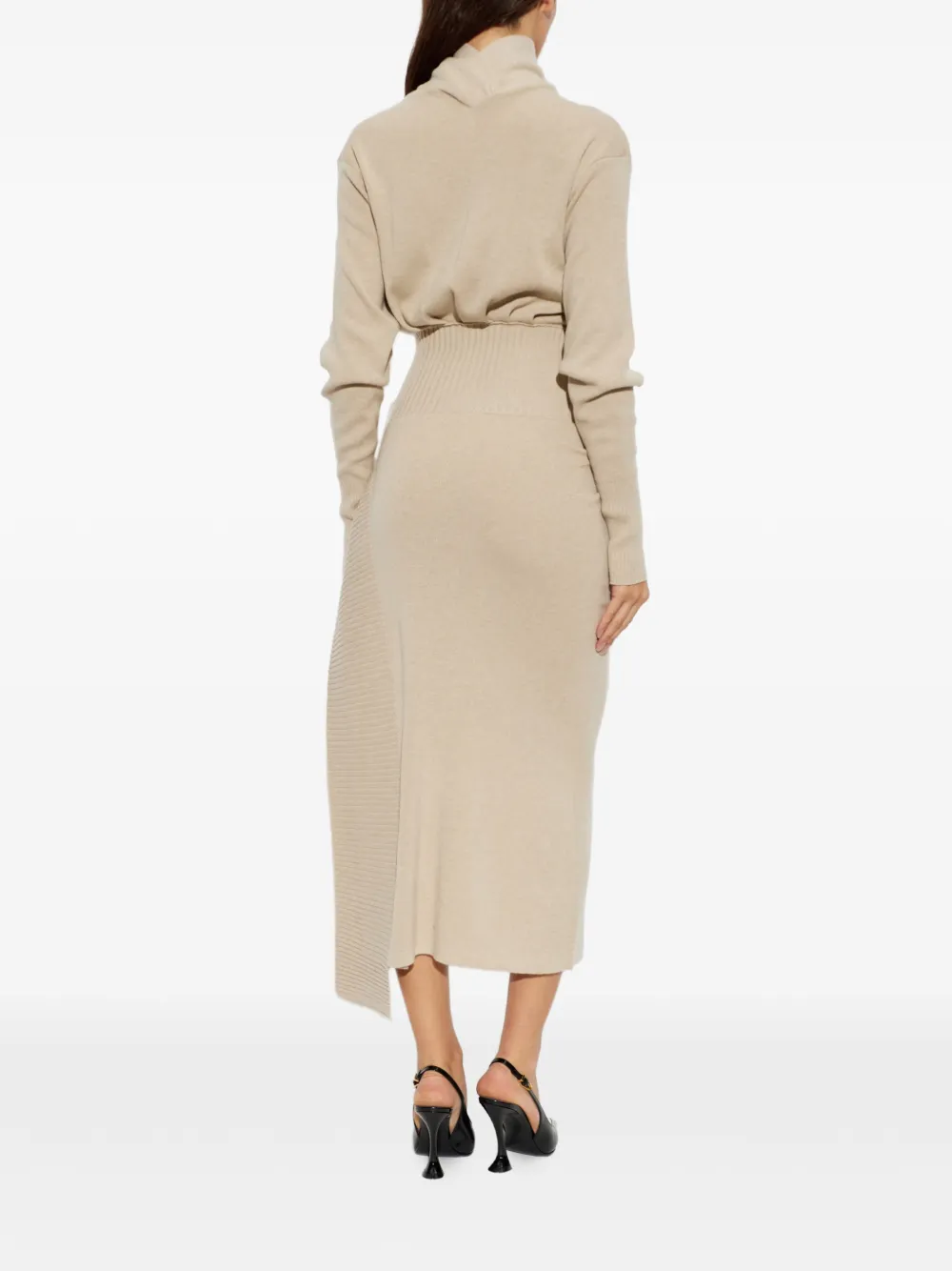 Lanvin midi-jurk van wol en kasjmier Beige