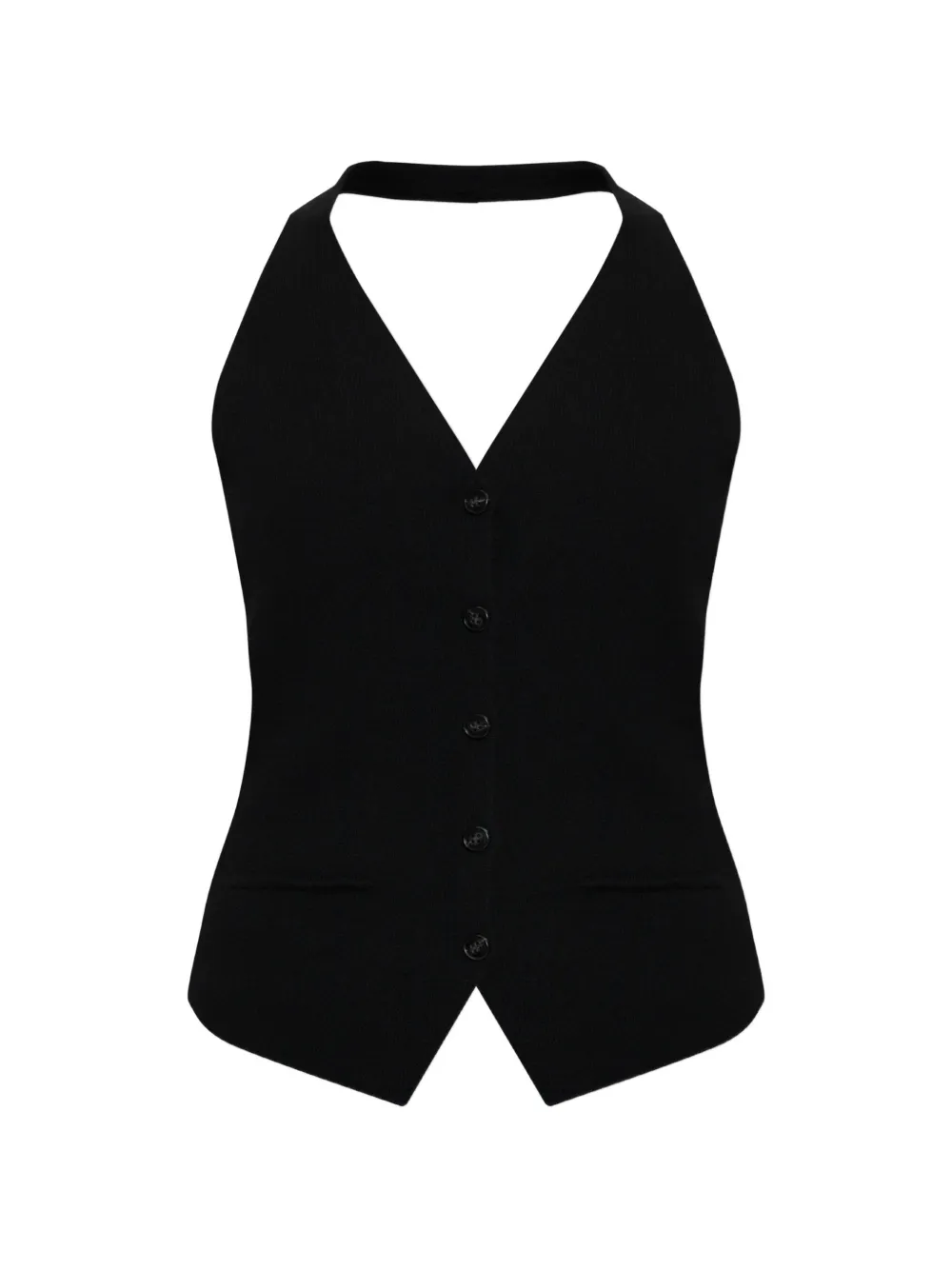 Lisa Yang Immy halterneck button-up top - Nero