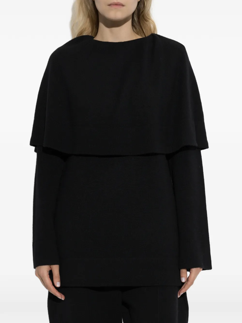 Lisa Yang Jaylani cape-overlay sweater - Nero