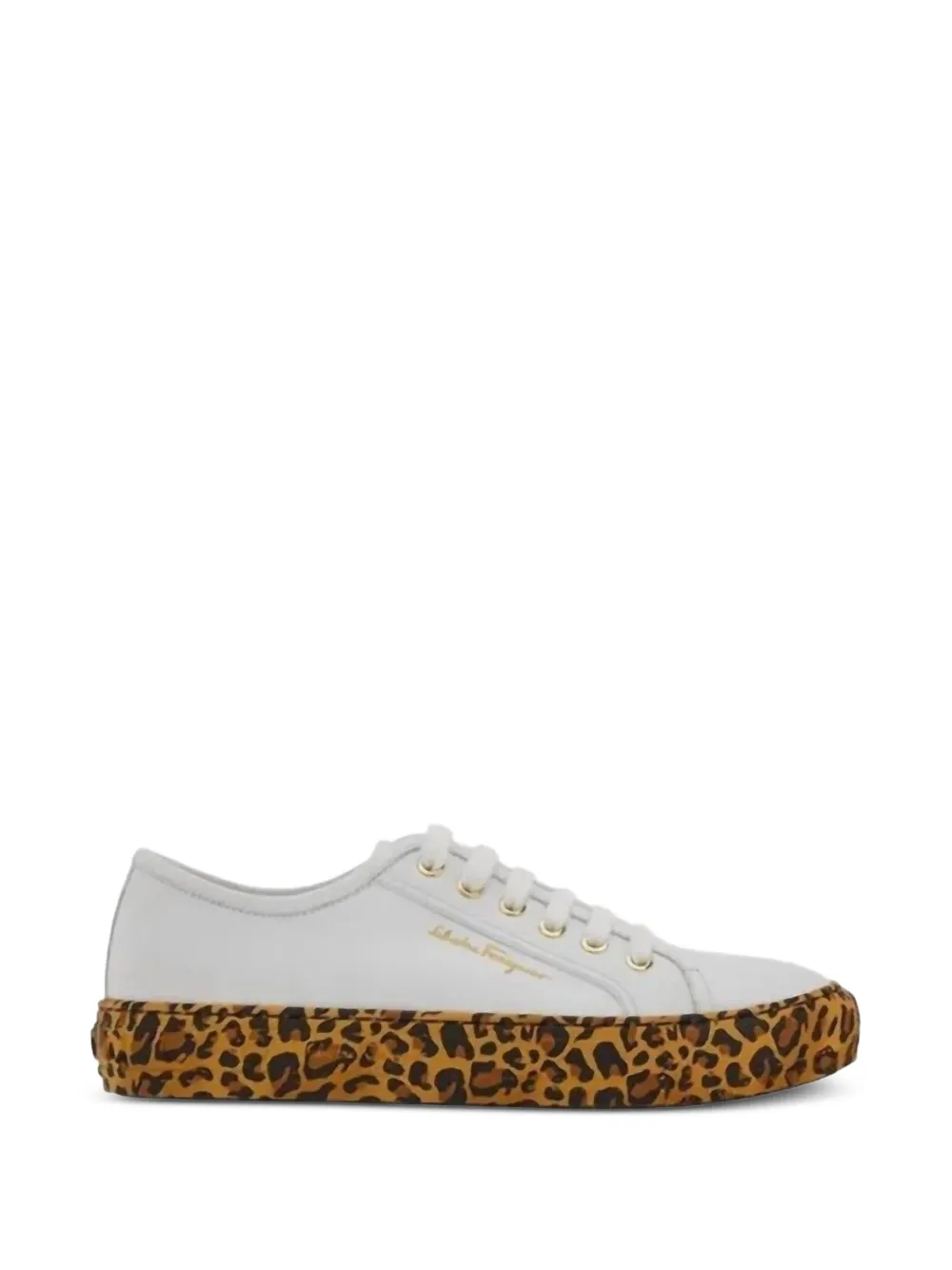 Ferragamo Gancini leopard-print sneakers Wit