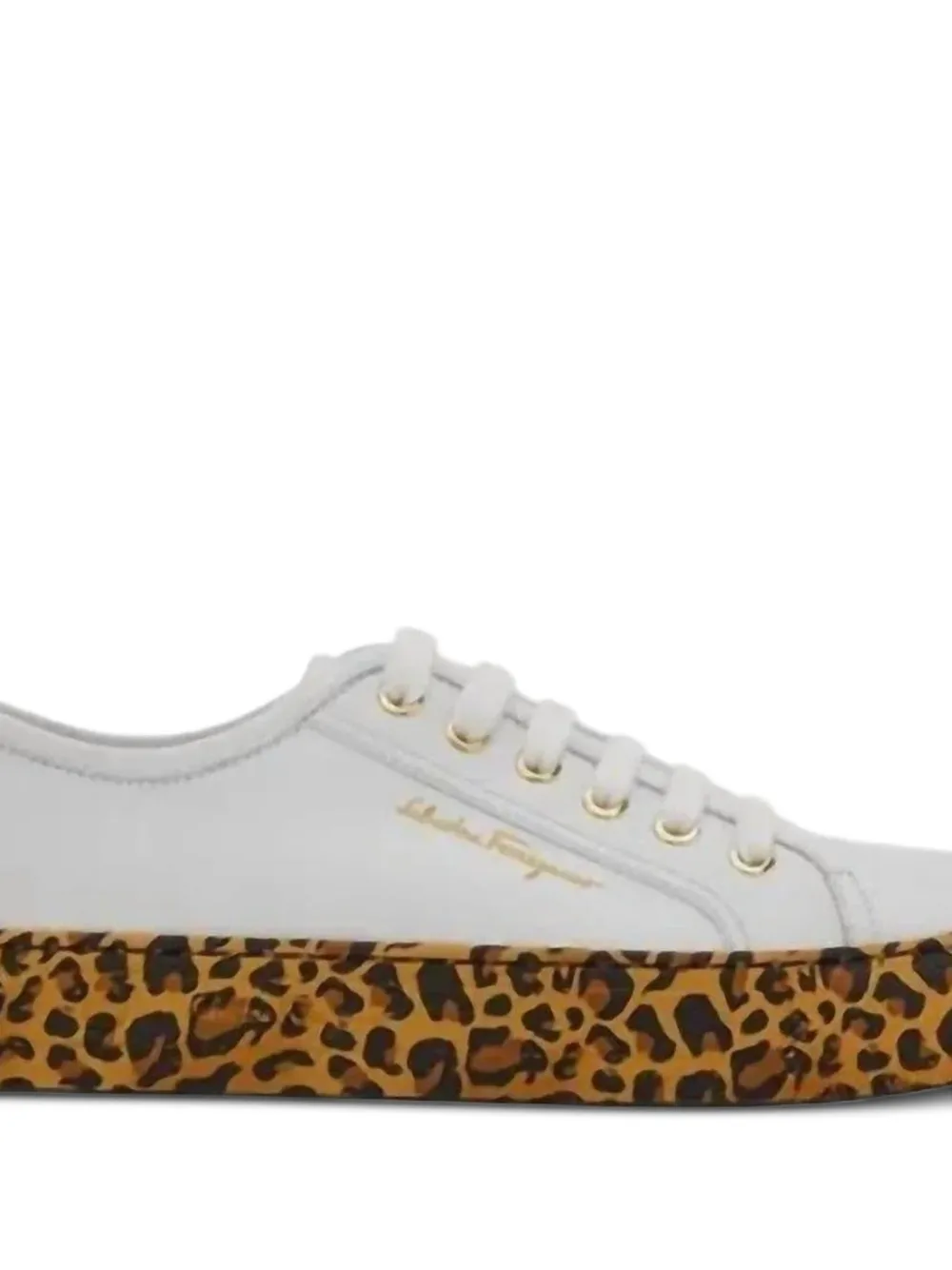 Ferragamo Gancini leopard-print sneakers Wit