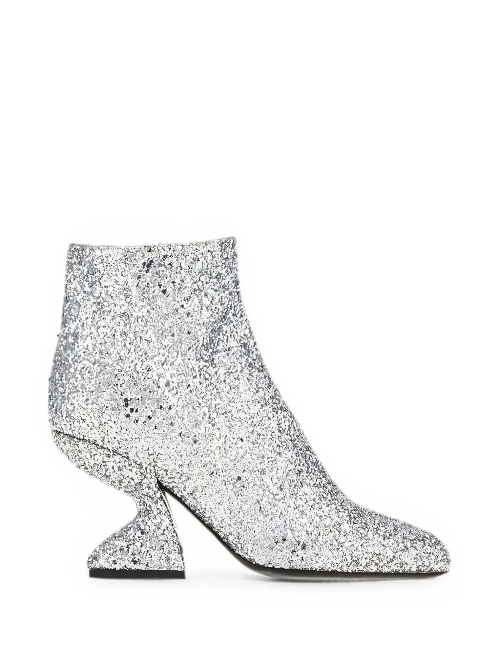 Ferragamo glitter-effect sculpted-heel ankle boots Zilver