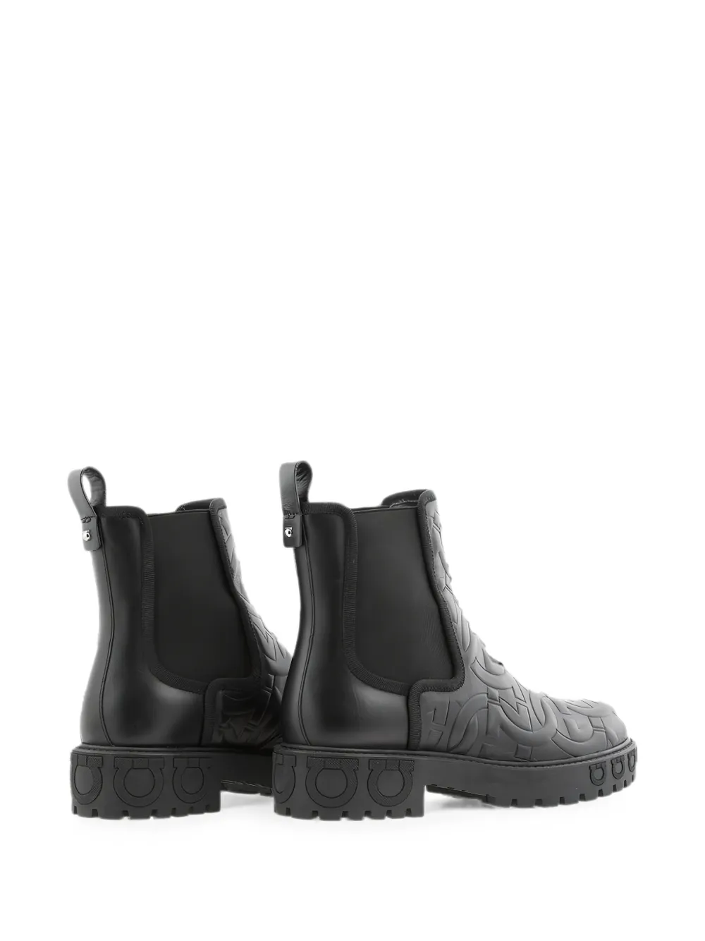 Ferragamo Gancini embossed leather Chelsea boots Zwart