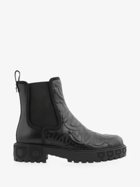 Gancini embossed leather Chelsea boots