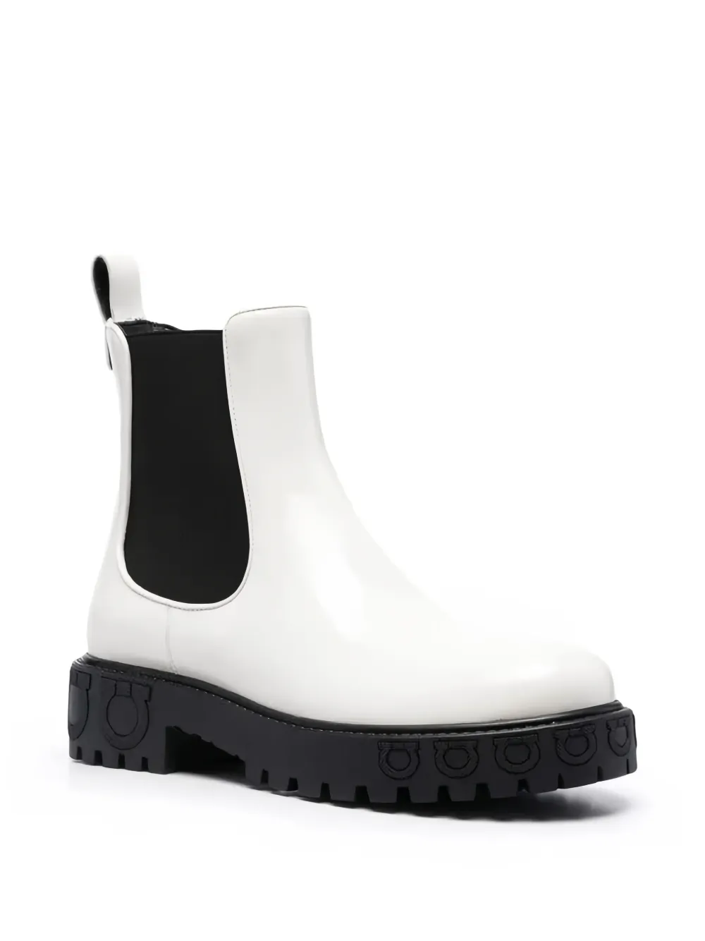 Ferragamo Gancini lug-sole ankle boots Wit