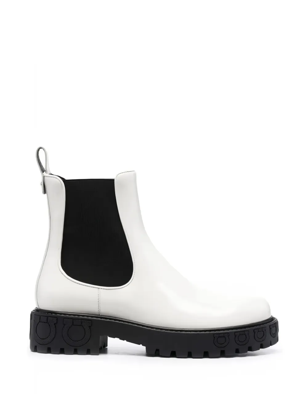 Ferragamo Gancini lug-sole ankle boots Wit