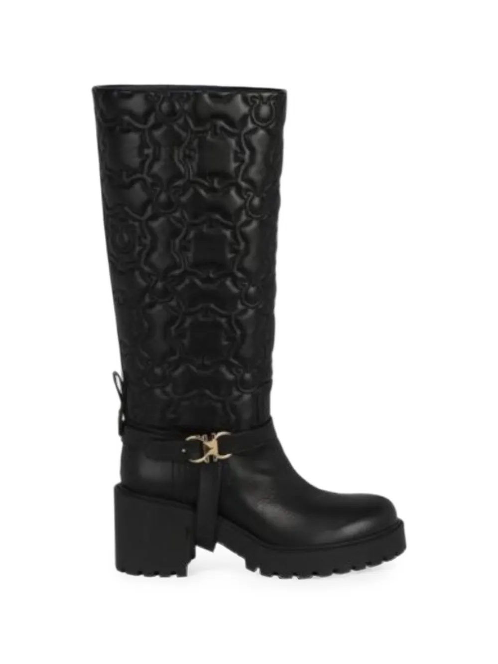 Ferragamo Shiran quilted leather boots Zwart