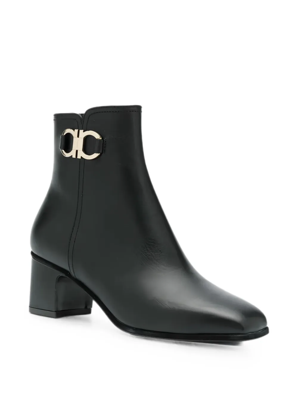Ferragamo Gancini leather ankle boots Zwart