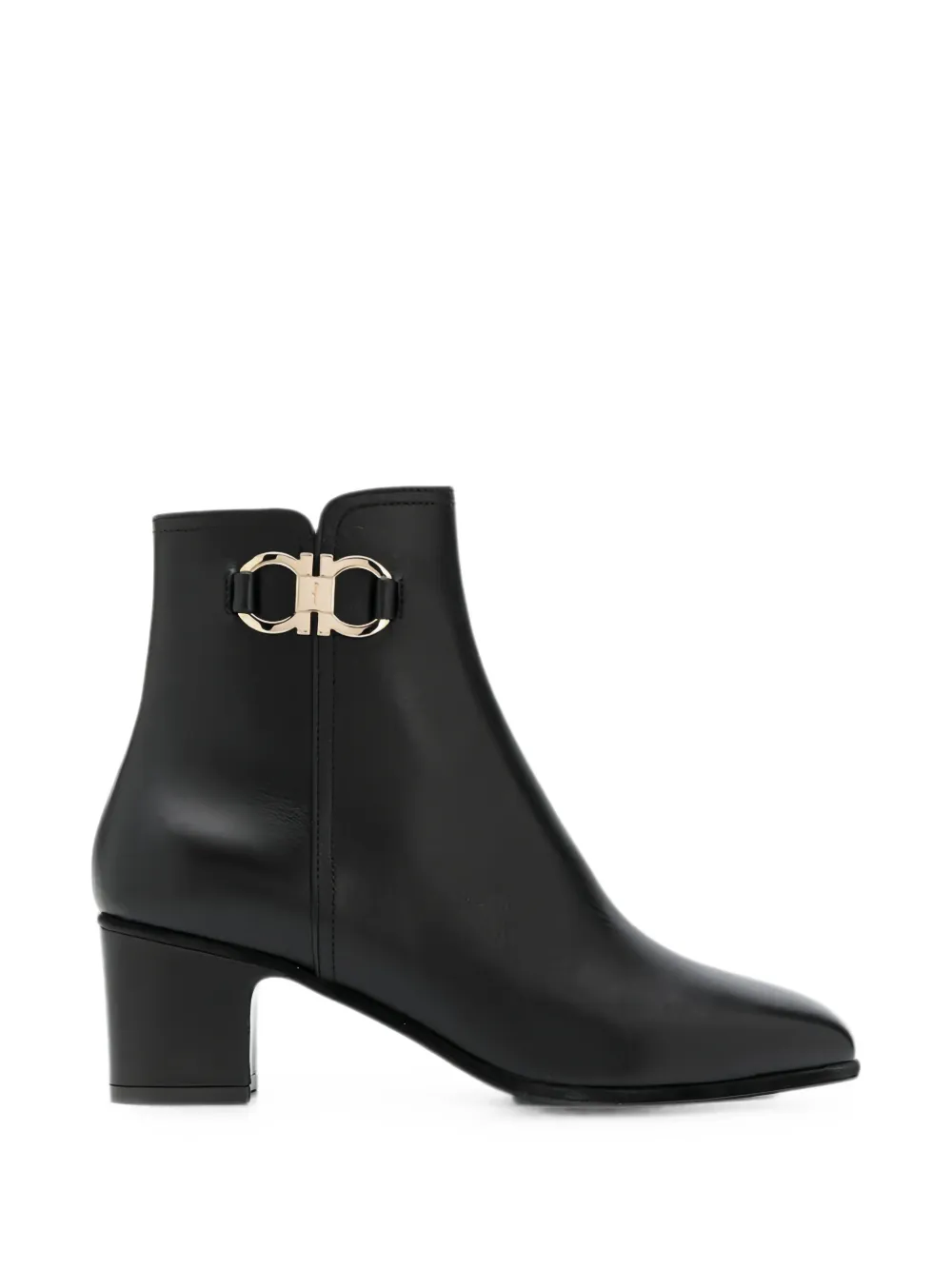 Ferragamo Gancini leather ankle boots Zwart