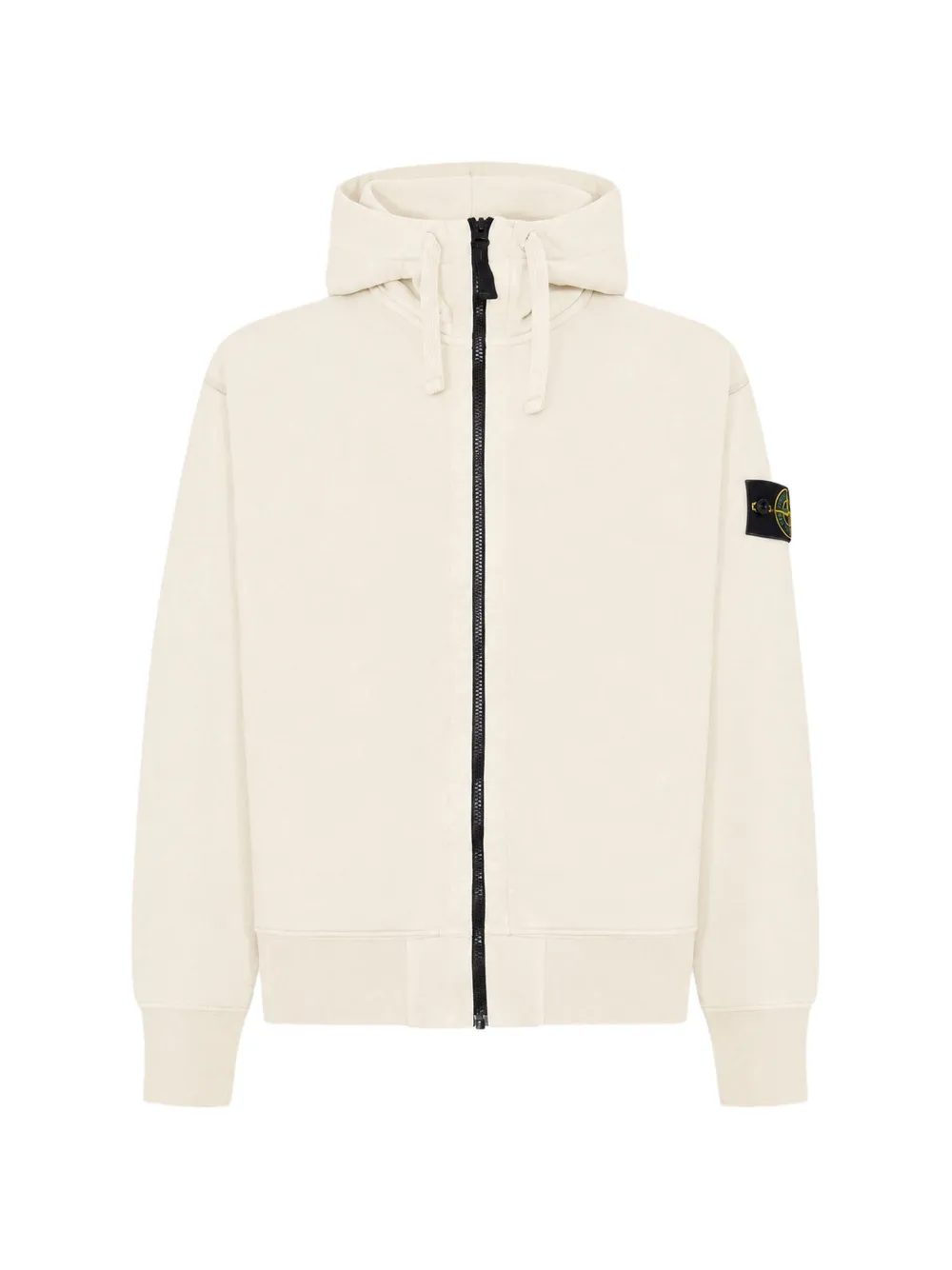 Stone Island 6100009 organic-cotton-fleece oversized-fit zip-up hooded sweatshirt with pockets - Toni neutri