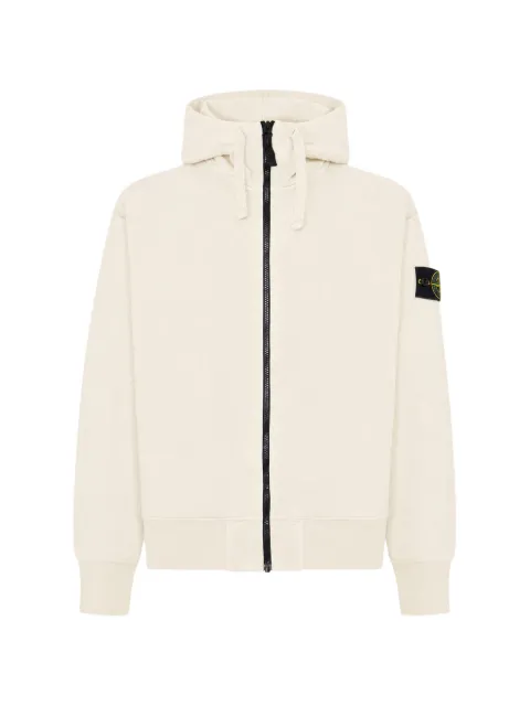 Stone Island 6100009 organic-cotton-fleece oversized-fit zip-up hooded sweatshirt with pockets