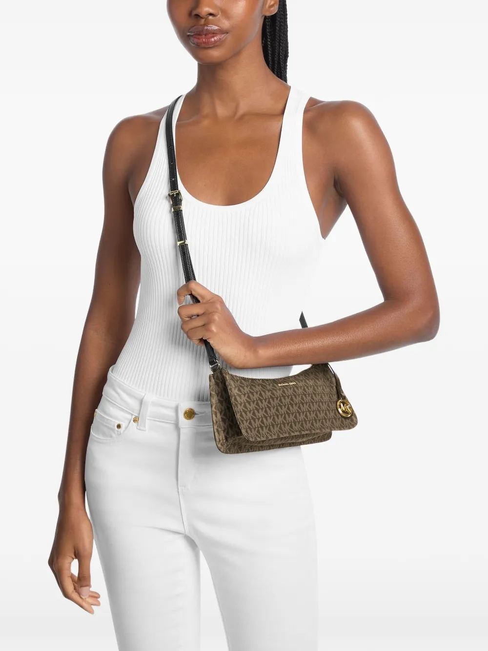 Michael Kors small Zadie monogram-print shoulder bag Groen