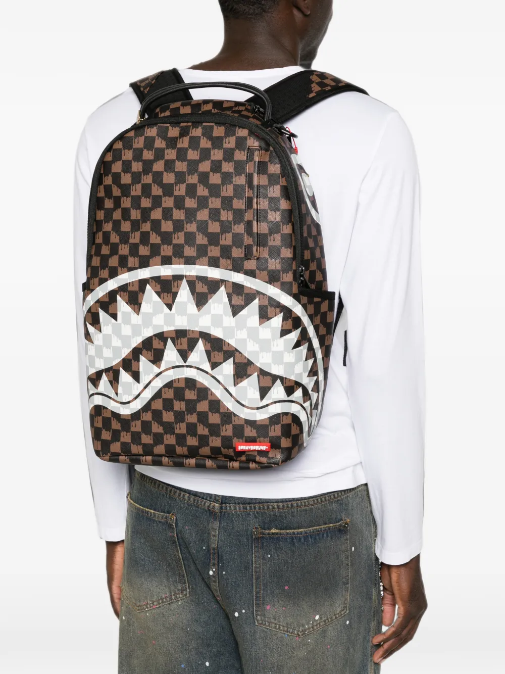 Sprayground Shark geruite rugzak Bruin