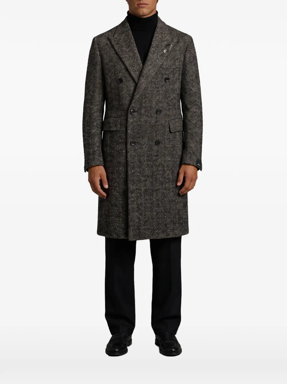 Tagliatore Pino Lerario herringbone coat - Schwarz