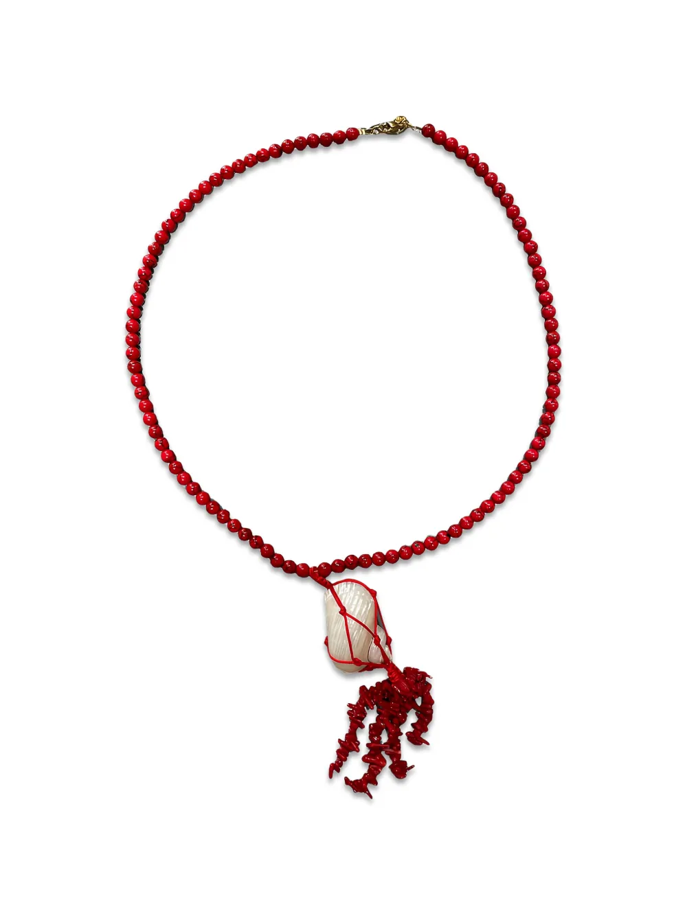 MAYOL beaded shell-pendant necklace - Rot