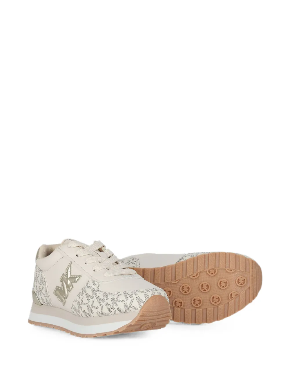 Michael Kors Kids logo-plaque monogram sneakers Beige