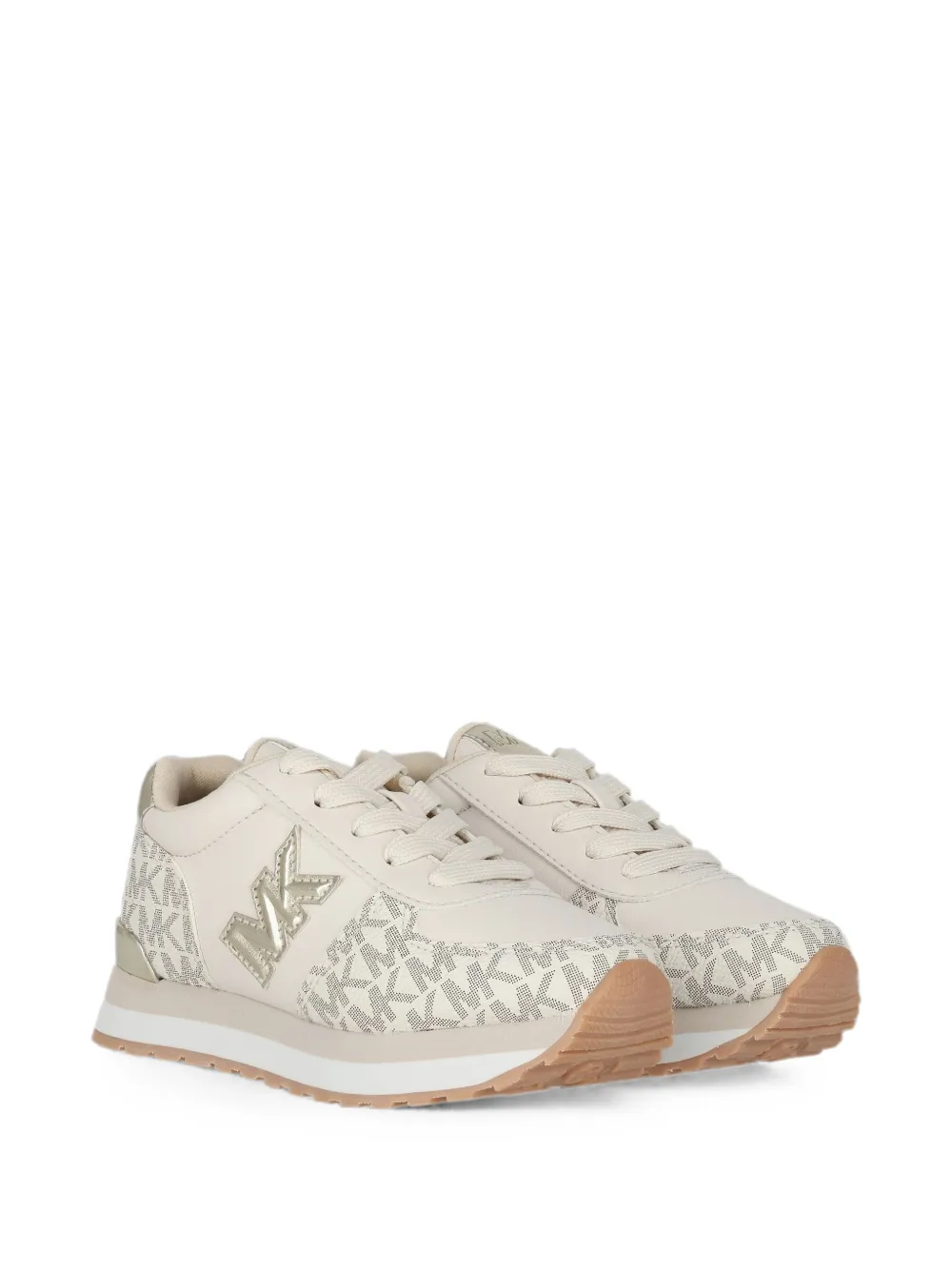 Michael Kors Kids logo-plaque monogram sneakers - Toni neutri