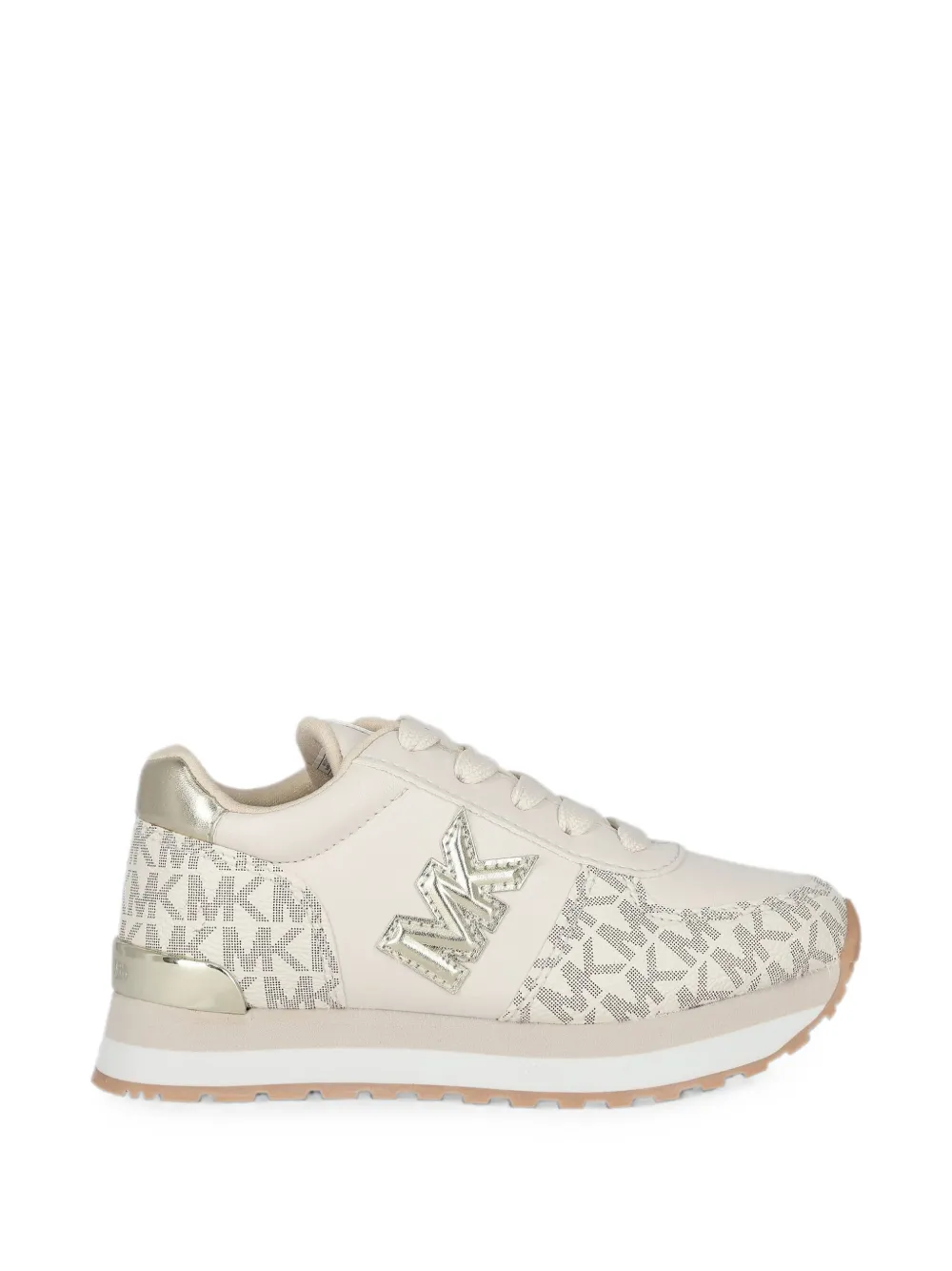 Michael Kors Kids logo-plaque monogram sneakers Beige