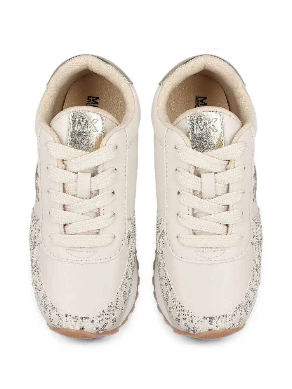 Michael Kors Kids logo-plaque monogram sneakers Beige