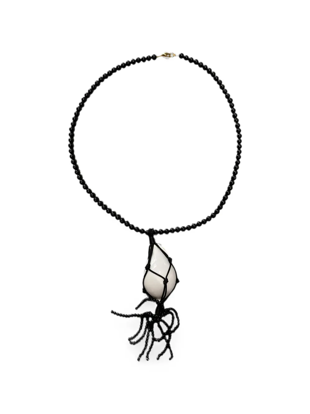 MAYOL bead-embellished shell-pendant necklace - Schwarz