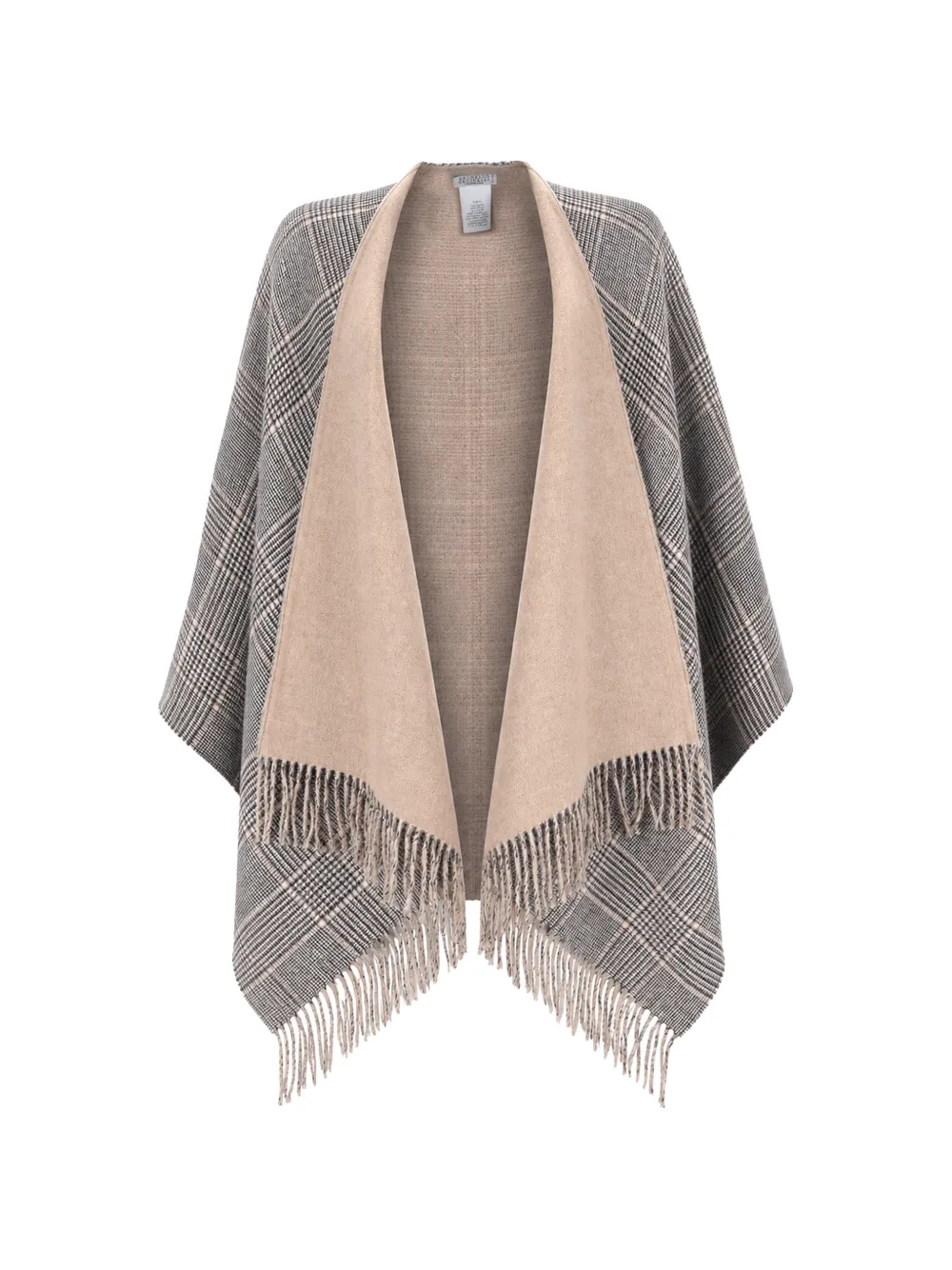 Brunello Cucinelli Prince of Wales check fringed jacket - Toni neutri