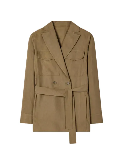 Paul Smith khaki oversized double-breasted belted jacket